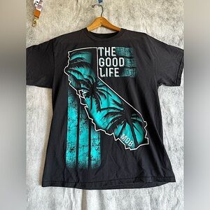 MOB INC THE GOOD LIFE CA. PALM TREES T-SHIRT SZ LARGE